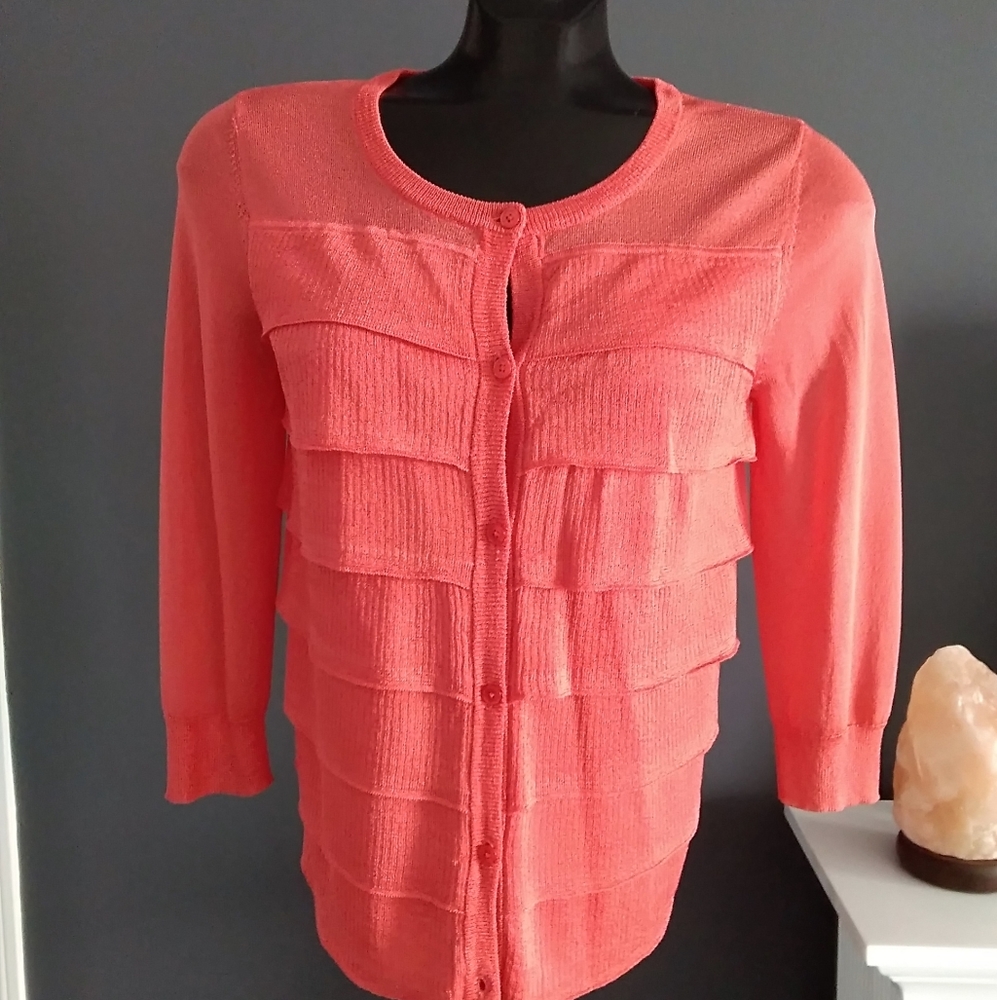 TALBOTS Ruffled Front Cardigan
